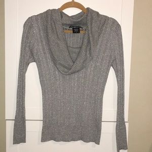 Silver Cowl Neck Sweater